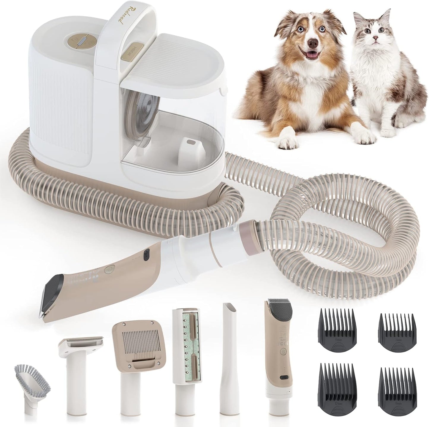 P17 Dog Grooming Kit 400W, 6-In-1 Function, 3 Speed Settings, for Pet Grooming, Shaving, and Vacuuming, Quiet Design for Trimming Cat and Dog Hair, Vacuum Suction Removes 99% of Pet Hair