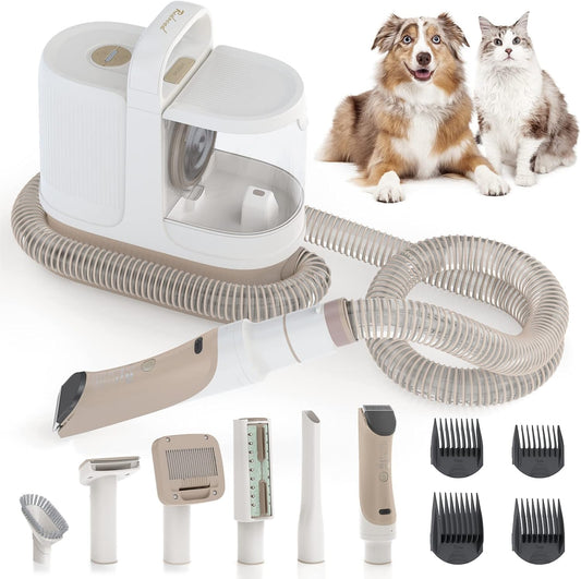 P17 Dog Grooming Kit 400W, 6-In-1 Function, 3 Speed Settings, for Pet Grooming, Shaving, and Vacuuming, Quiet Design for Trimming Cat and Dog Hair, Vacuum Suction Removes 99% of Pet Hair