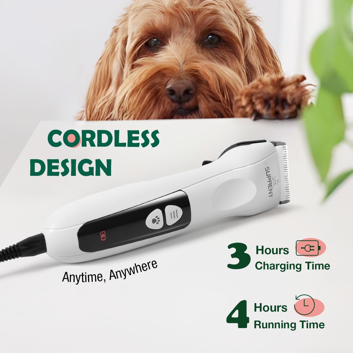 Dog Clippers for Grooming - Cordless Dog Grooming Clippers for Thick Coats - Rechargeable Dog Hair Trimmer Low Noise Dog Shaver Clippers Quiet Hair Clippers for Dogs Cats Pets