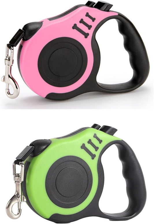 2 X 16Ft Retractable Dog Leash for Large Dogs - Holds up to 110 Lbs, Retractable Dog Leash 360° Anti-Tangle Heavy Duty Dog Leash with Non-Slip Handle for Small to Large Dogs and Cats. (Green+Pink)