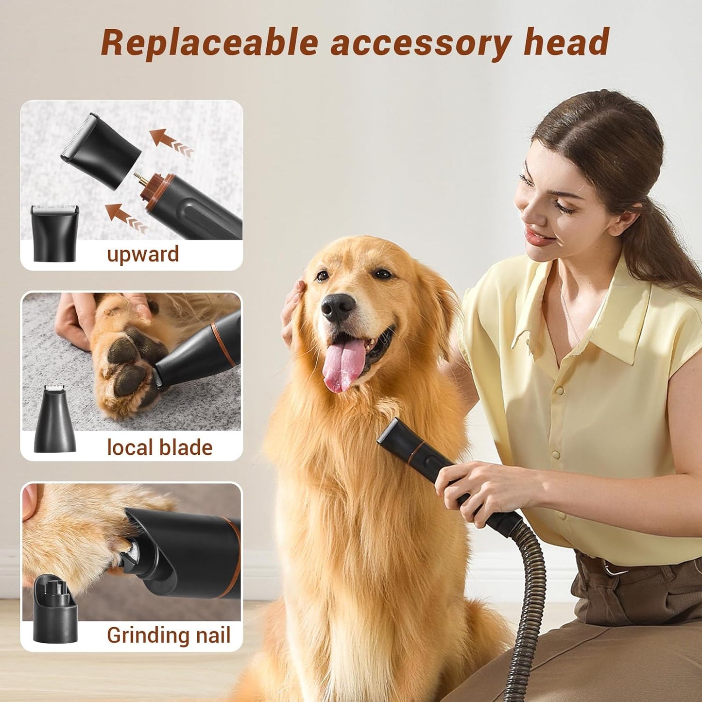 Dog Grooming Kit & Dog Hair Vacuum, Pet Grooming Vacuum with 13,000Kpa Powerful Suction for 99% Pet Hair Removal, 3.5L Capacity, 16 Grooming Tools for Dogs, Cats and Other Pet, Home Cleaning