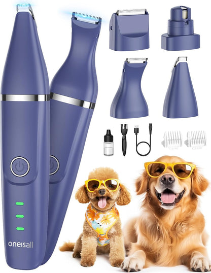 Small Dog Clippers, Quiet Cordless Dog Paw Trimmer & Nail Grinder, Dog Grooming Kit for Small Dogs with Guards, 2 Speed Dog Trimmers for Dogs(Blue)