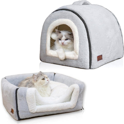 Cat Bed for Indoor Cats，Foldable Cat Cave，Anti-Slip & Water-Resistant Bottom，Cat Houses for Indoor Cats or Small Dogs, Kitten Tent, Rabbit Bed，Cat Beds & Furniture