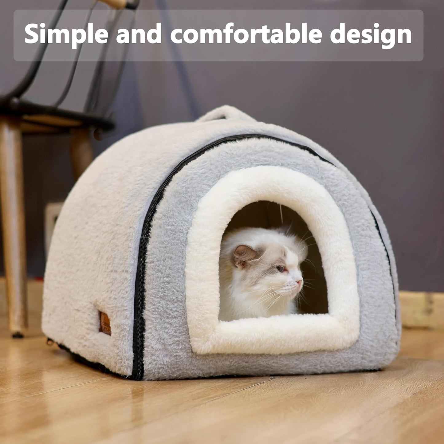 Cat Bed for Indoor Cats，Foldable Cat Cave，Anti-Slip & Water-Resistant Bottom，Cat Houses for Indoor Cats or Small Dogs, Kitten Tent, Rabbit Bed，Cat Beds & Furniture