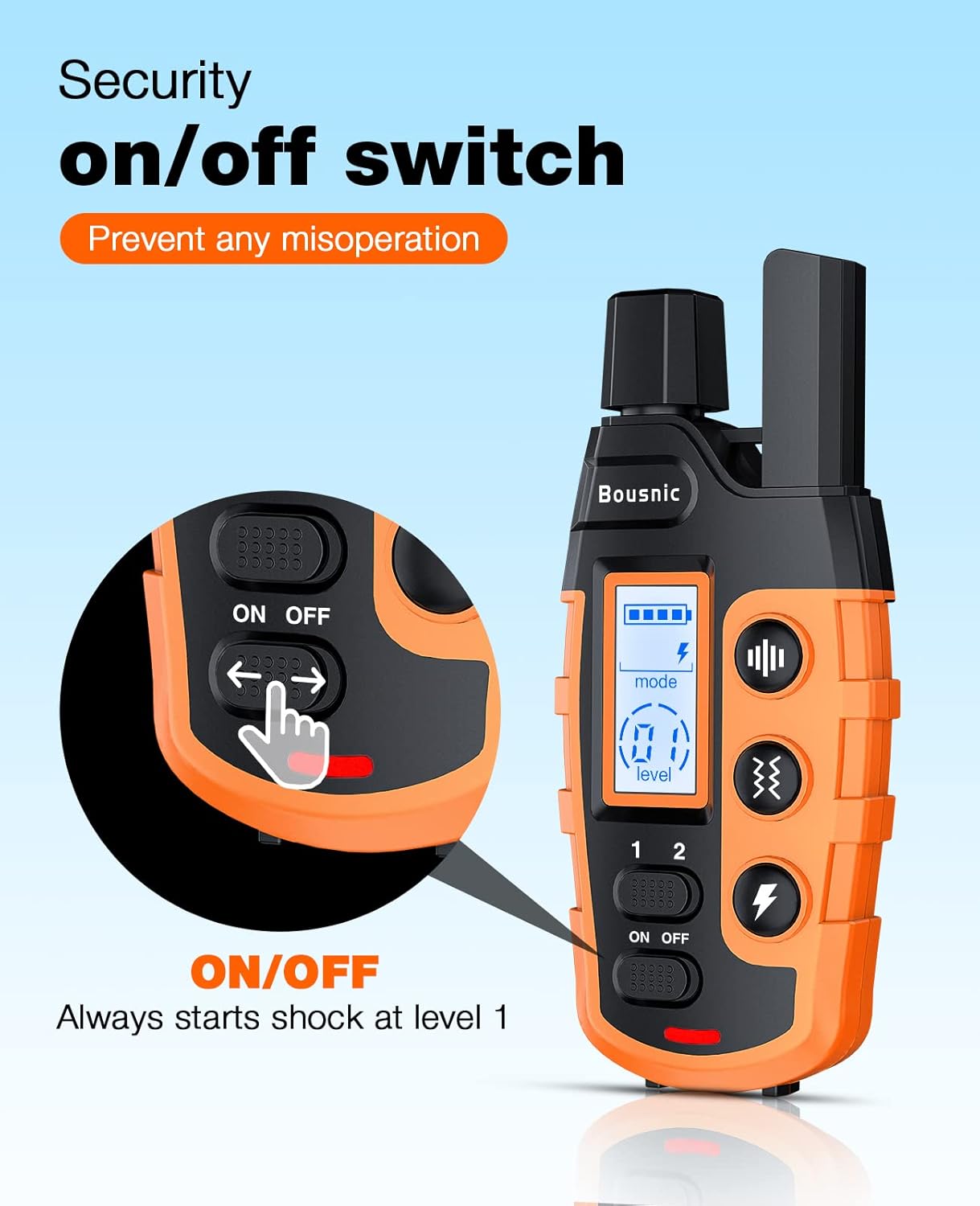 Dog Shock Collar - 3300Ft Dog Training Collar with Remote for 5-120Lbs Small Medium Large Dogs Rechargeable Waterproof E Collar with Beep (1-8), Vibration(1-16), Safe Shock(1-99) (Orange)