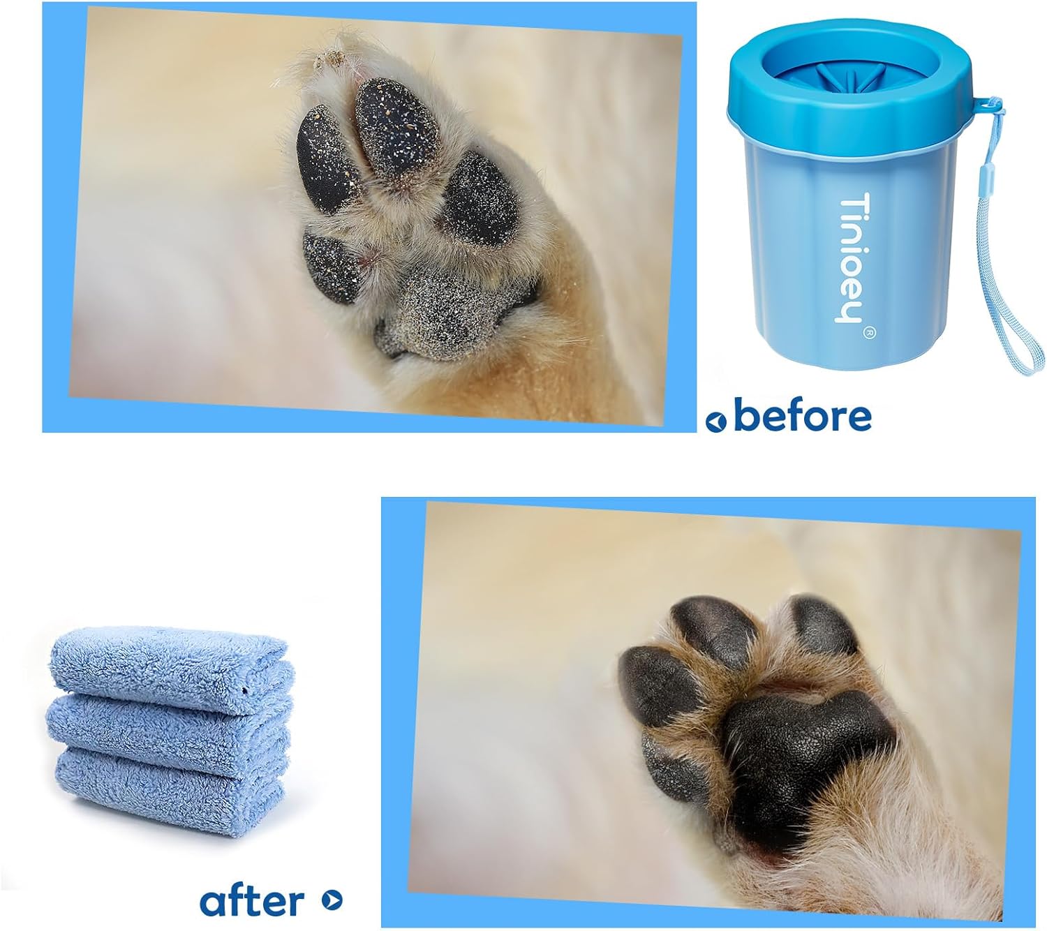 Dog Paw Cleaner for Medium Dogs (With 3 Absorbent Towels), Dog Paw Washer, Muddy Paw Cleaner, Pet Foot Cleaner