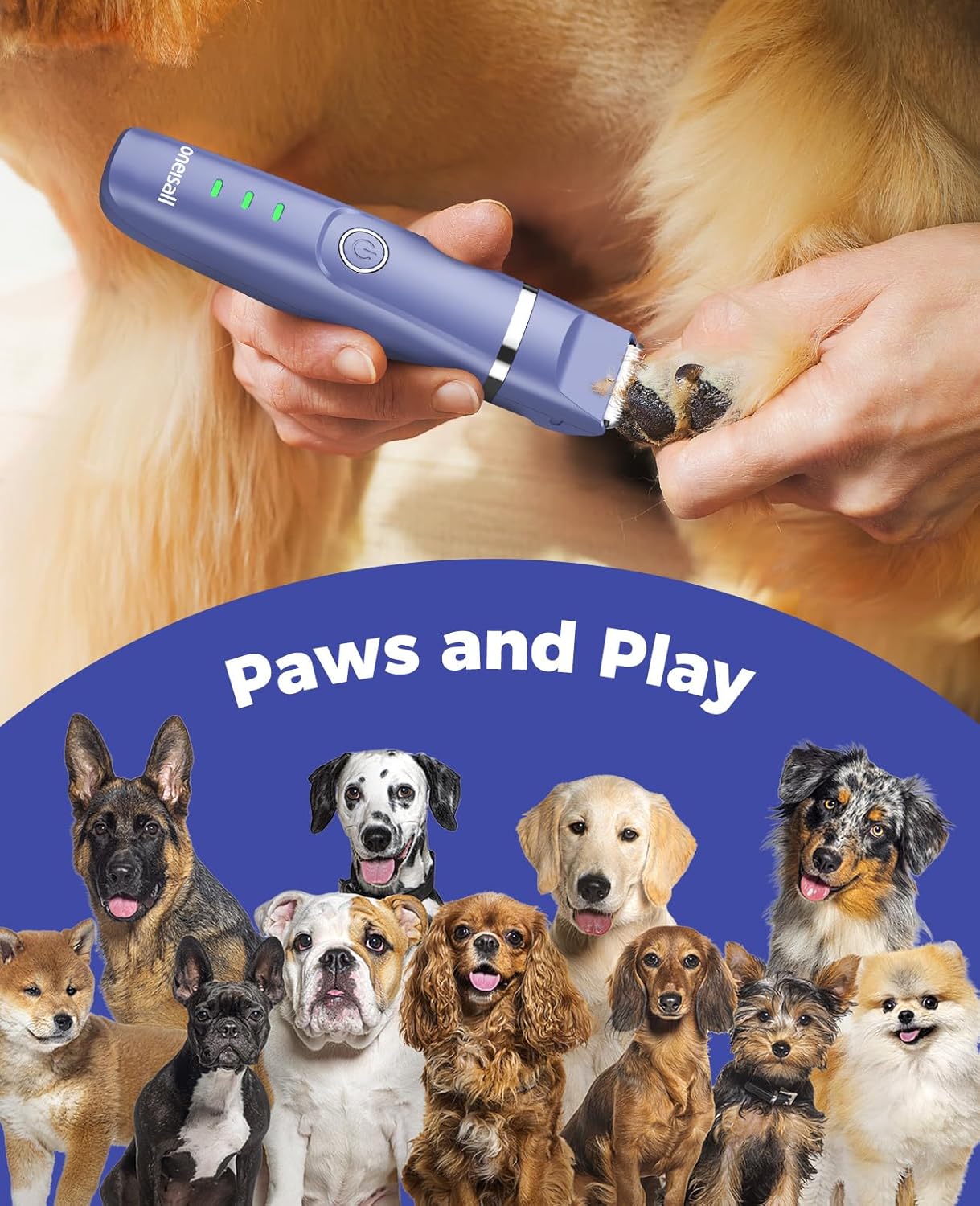 Small Dog Clippers, Quiet Cordless Dog Paw Trimmer & Nail Grinder, Dog Grooming Kit for Small Dogs with Guards, 2 Speed Dog Trimmers for Dogs(Blue)