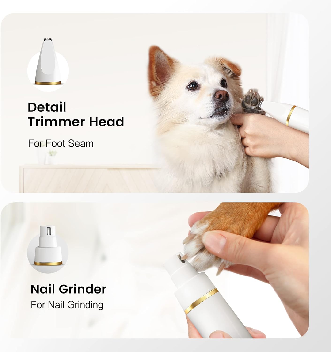 Dog Clippers, Dog Clippers Grooming Professional Dog Grooming Kit with 4 Blade Heads, Low Noise Small Pet Hair Remover for Pet Hair, Eyes, Ears, Face, Rump