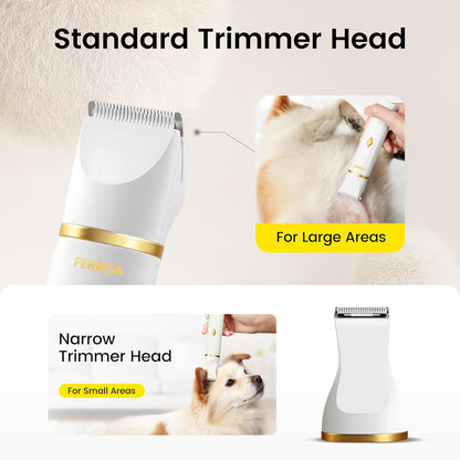 Dog Clippers, Dog Clippers Grooming Professional Dog Grooming Kit with 4 Blade Heads, Low Noise Small Pet Hair Remover for Pet Hair, Eyes, Ears, Face, Rump