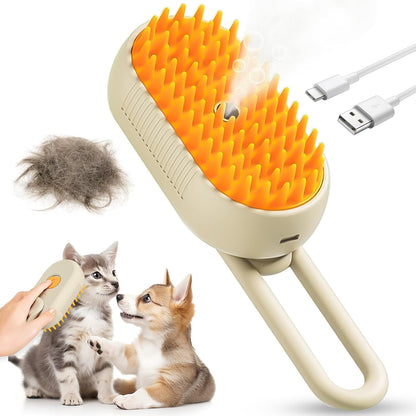 Cat Steam Brush, 3 In1 Steamy Cat Brush for Massage, Self Cleaning Steam Cat Brush for Removing Tangled and Loose Hair