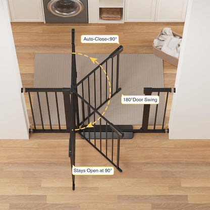 29.7-51.5" Baby Gate Extra Wide, Safety Dog Gate for Stairs Easy Walk Thru Auto Close Pet Gates for the House, Doorways, Child Gate Includes 4 Wall Cups, Black-Mom'S Choice Awards Winner