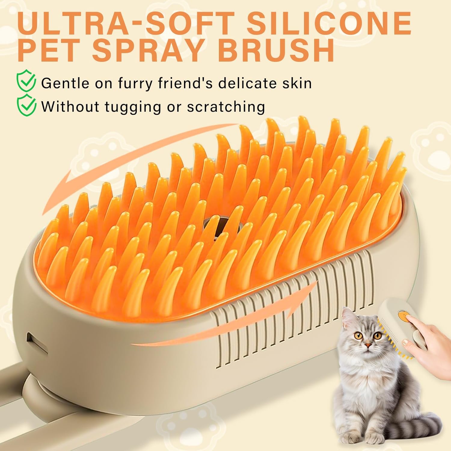 Cat Steam Brush, 3 In1 Steamy Cat Brush for Massage, Self Cleaning Steam Cat Brush for Removing Tangled and Loose Hair