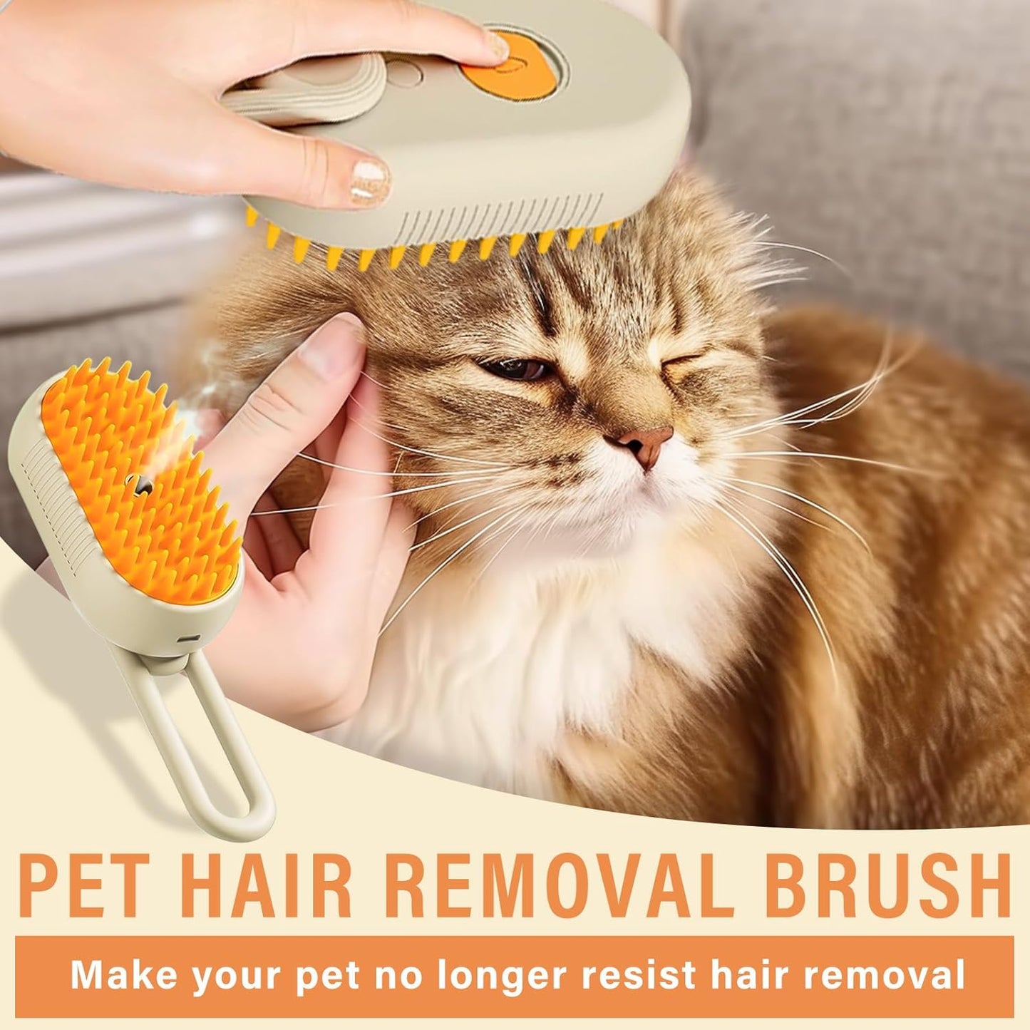 Cat Steam Brush, 3 In1 Steamy Cat Brush for Massage, Self Cleaning Steam Cat Brush for Removing Tangled and Loose Hair