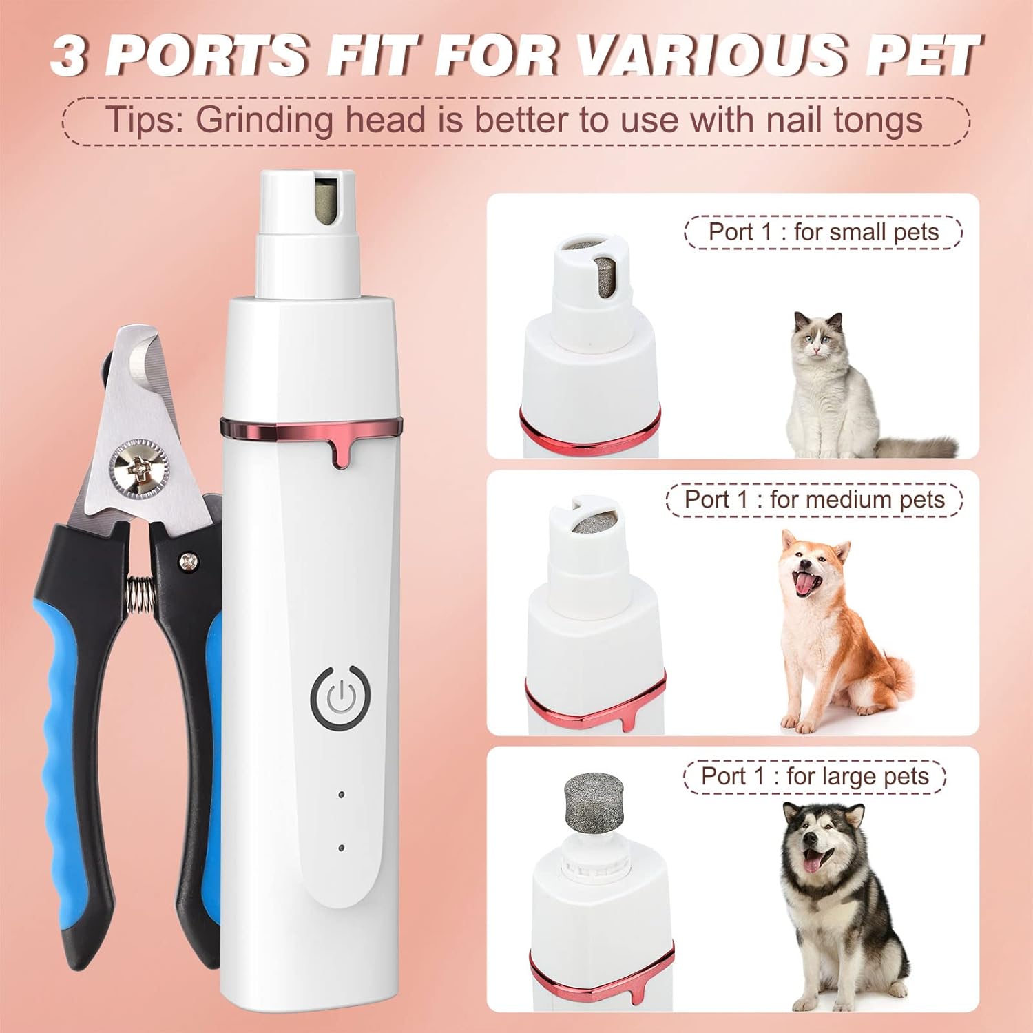 Dog Clippers Grooming Kits TURNRAISE Dog Nail Clippers Low Noise Paw Trimmer Rechargeable Cordless Quiet Dog Grooming Clippers Shaver Nail Grinder for Dogs Cats and Pets