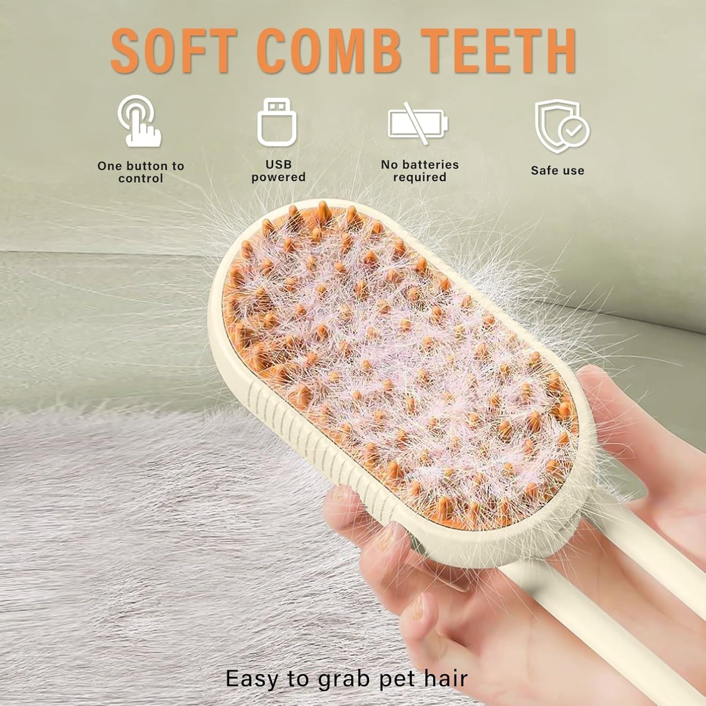 Cat Steam Brush, 3 In1 Steamy Cat Brush for Massage, Self Cleaning Steam Cat Brush for Removing Tangled and Loose Hair