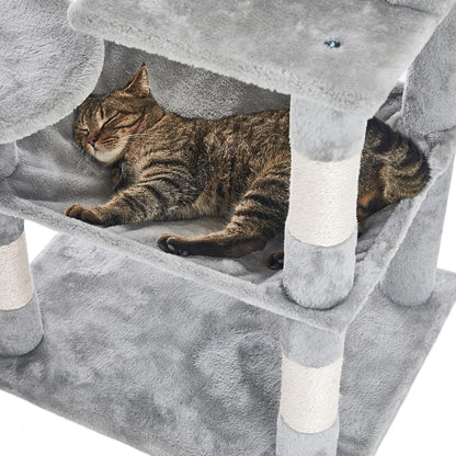 46.5 Inches Cat Tree Multi-Level Cat Tower with Sisal-Covered Scratching Posts, Plush Perches, Hammock and Condo for Cats Light Gray