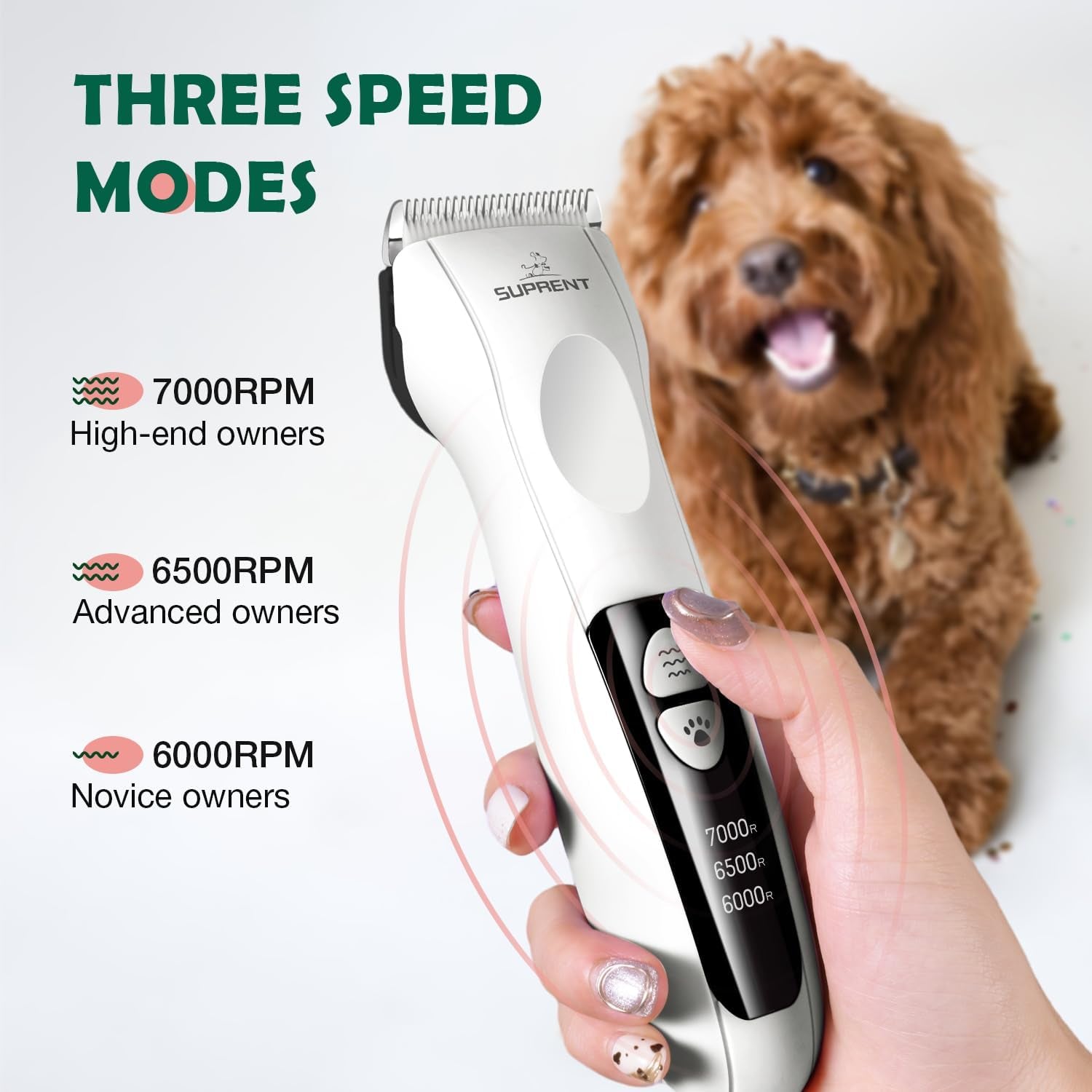 Dog Clippers for Grooming - Cordless Dog Grooming Clippers for Thick Coats - Rechargeable Dog Hair Trimmer Low Noise Dog Shaver Clippers Quiet Hair Clippers for Dogs Cats Pets