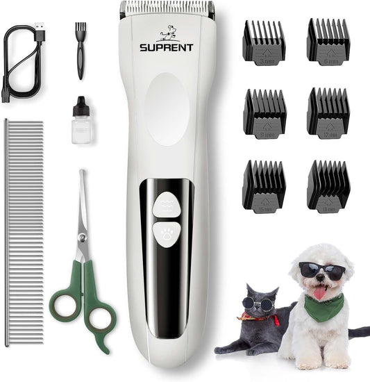 Dog Clippers for Grooming - Cordless Dog Grooming Clippers for Thick Coats - Rechargeable Dog Hair Trimmer Low Noise Dog Shaver Clippers Quiet Hair Clippers for Dogs Cats Pets