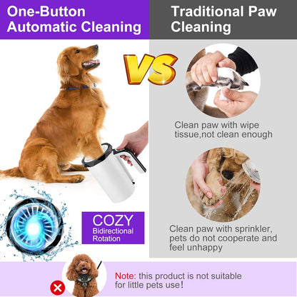 Rechargeable Automatic Dog Paw Cleaner, Dog Paw Washer Cup, 2 in 1 Portable Pet Paw Cleaner with Soft Silicone Brush, 7.4V High Power, Dog Foot Washer Suitable for Big Dog and Cat Grooming (Black)