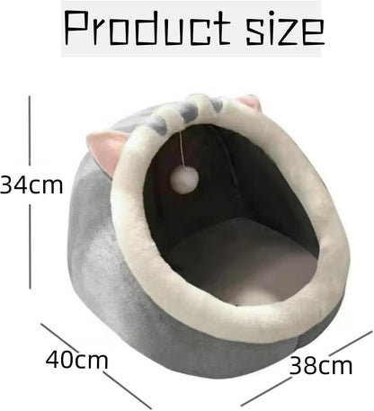 Cat Beds for Indoor Cats, Semi-Enclosed All-Season Pet Bed Cat Bed, round Short Plush Cat Tent, Soft and Comfortable Large Space More Suitable for Dogs Cats Sleeping Cat House