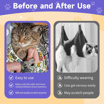 Cat Wrap for Clipping Nails, Self Adherent Soft Cat Grooming Wrap to Prevent Cats from Biting and Scratching People, Cat Restraint Wrap for Medicine Nail Clipping Ear Cleaning Teeth Brushing(Large)