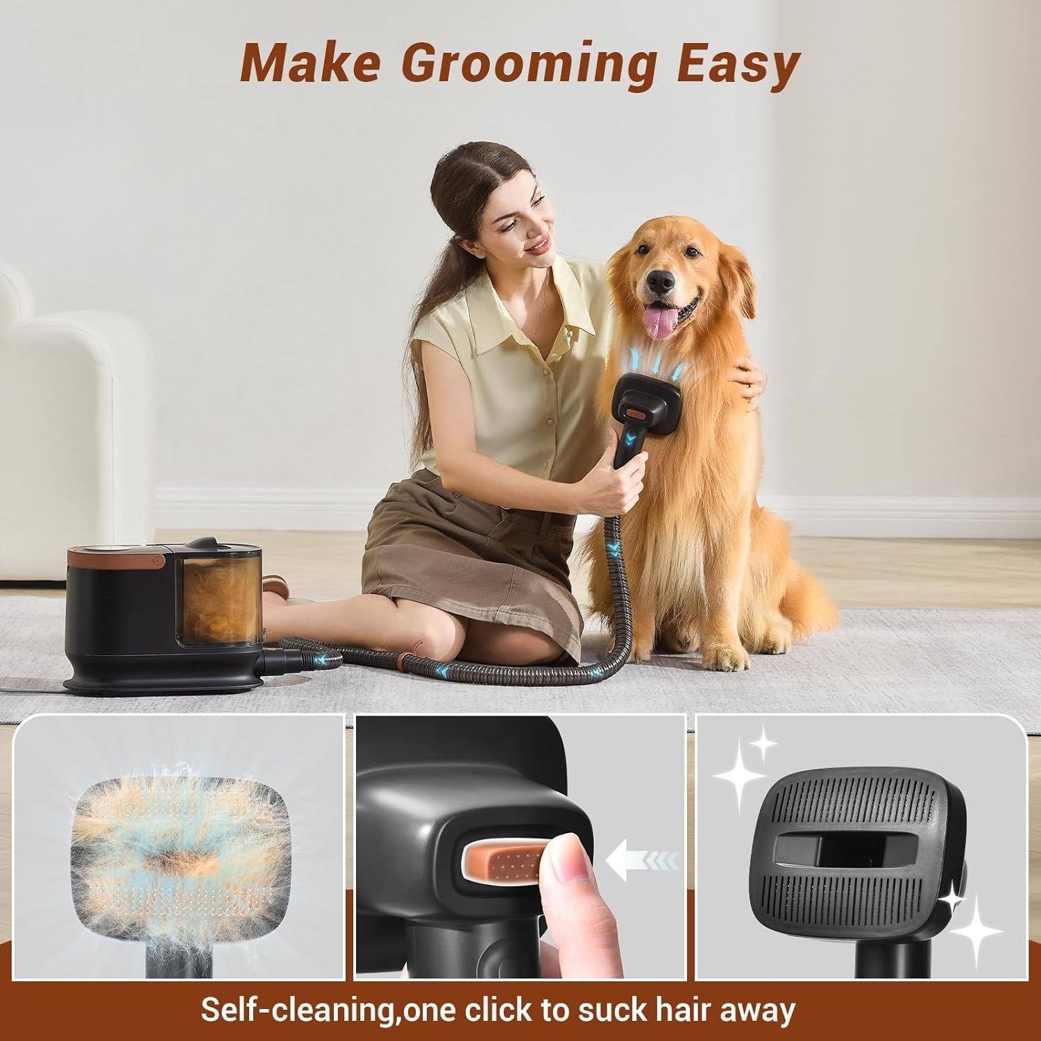 Dog Grooming Kit & Dog Hair Vacuum, Pet Grooming Vacuum with 13,000Kpa Powerful Suction for 99% Pet Hair Removal, 3.5L Capacity, 16 Grooming Tools for Dogs, Cats and Other Pet, Home Cleaning