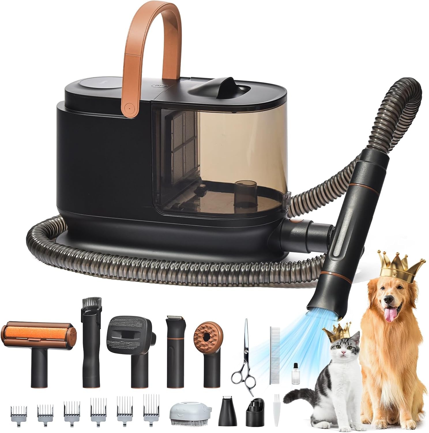 Dog Grooming Kit & Dog Hair Vacuum, Pet Grooming Vacuum with 13,000Kpa Powerful Suction for 99% Pet Hair Removal, 3.5L Capacity, 16 Grooming Tools for Dogs, Cats and Other Pet, Home Cleaning